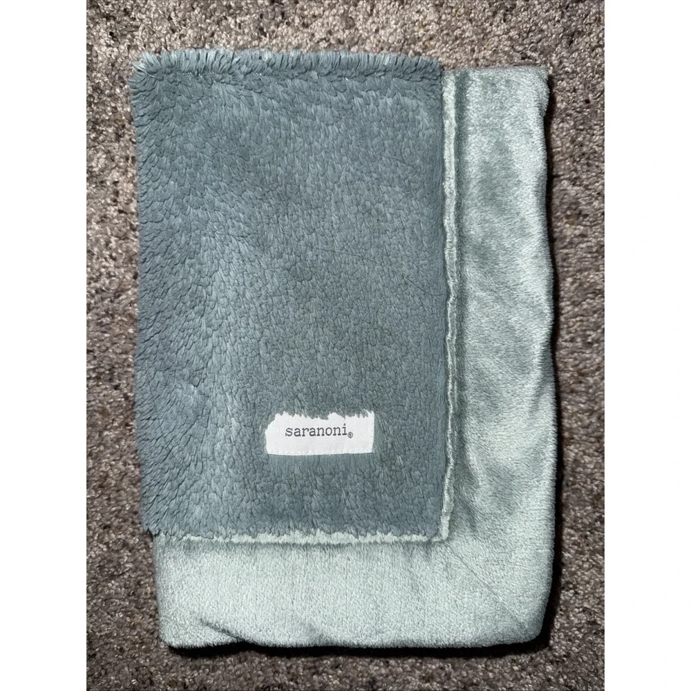 Saranoni Baby Green Gray Plush Lovey Security Blanket Nunu Blankie‎
